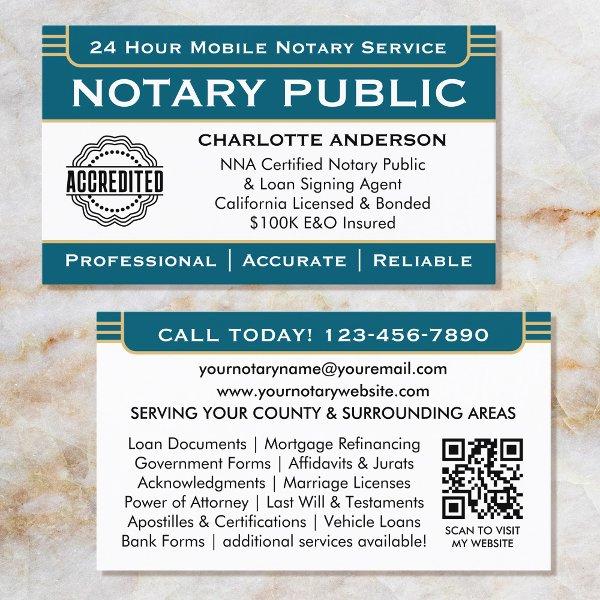 Classic Notary Signing Agent ID Logo Blue Gold
