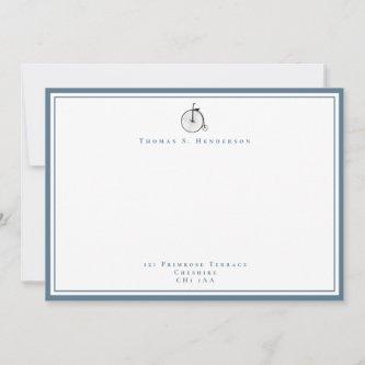 Classic Penny Farthing Stone Blue Correspondence   Note Card