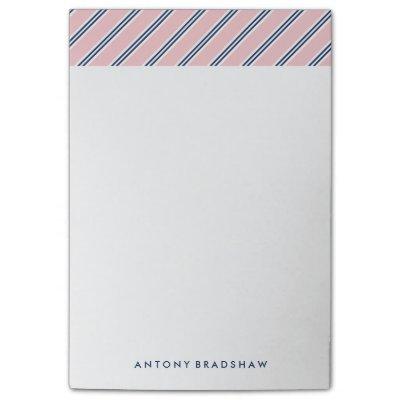 Classic Pink and Blue Stripes Post-it Notes