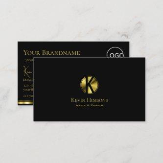 Classic Plain Black Gold with Monogram and Logo