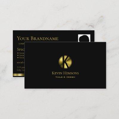 Classic Plain Black Gold with Monogram and Photo