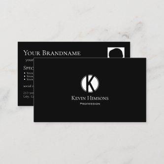Classic Plain Black with Monogram and Photo Modern
