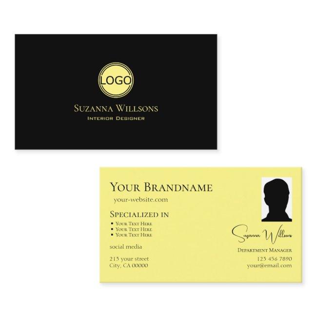 Classic Plain Black Yellow with Logo and Photo