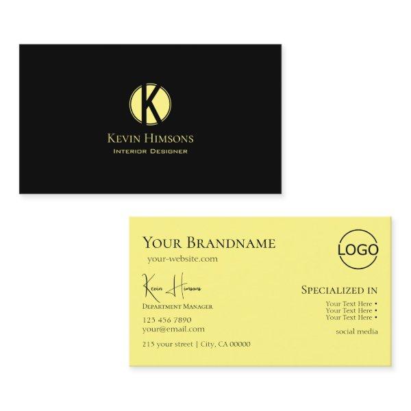 Classic Plain Black Yellow with Monogram and Logo