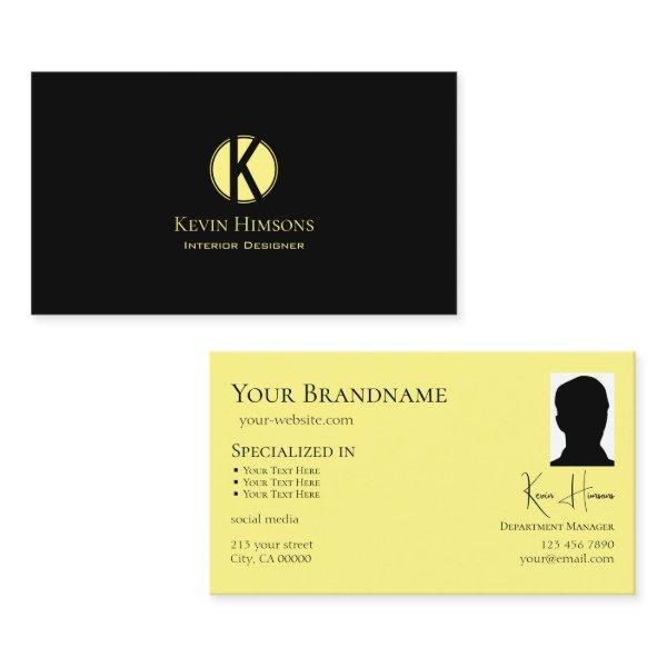 Classic Plain Black Yellow with Monogram and Photo