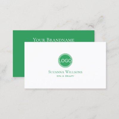 Classic Plain White and Sea Green with Logo Modern