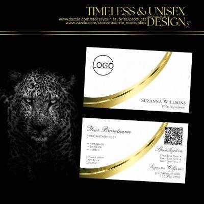 Classic Plain White Gold Decor Logo and QR Code