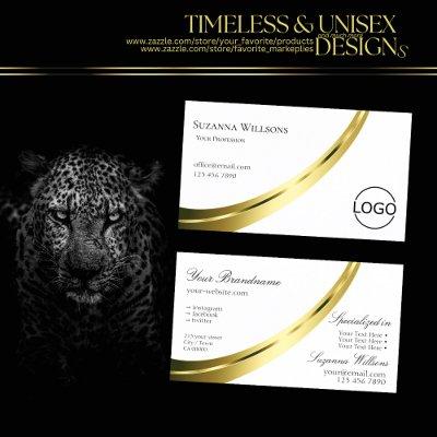 Classic Plain White Noble Gold Decor with Logo