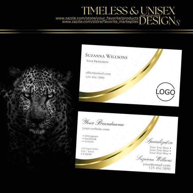 Classic Plain White Noble Gold Decor with Logo
