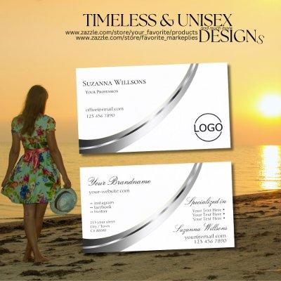 Classic Plain White Noble Silver Decor with Logo