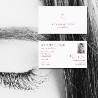 Classic Plain White Red with Monogram and Photo