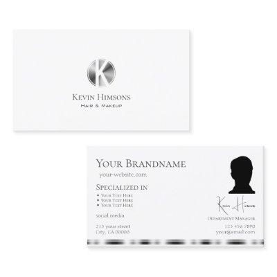 Classic Plain White Silver with Monogram and Photo