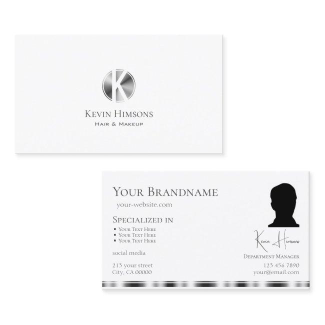 Classic Plain White Silver with Monogram and Photo