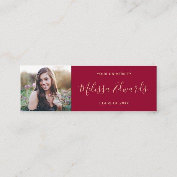 Classic red class of graduation photo name card