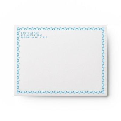Classic Simple Formal Blue Wave Border Envelope