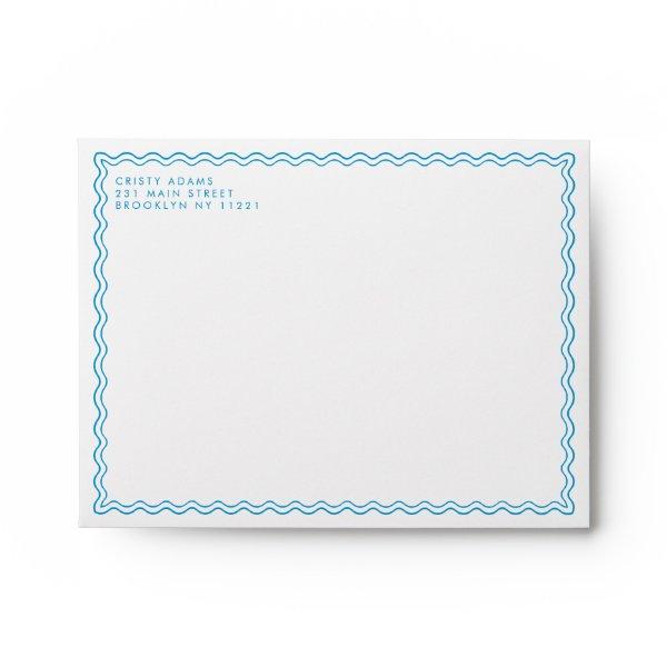 Classic Simple Formal Blue Wave Border Envelope