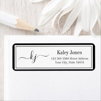 Classic Simple Monogram Black White Address Label