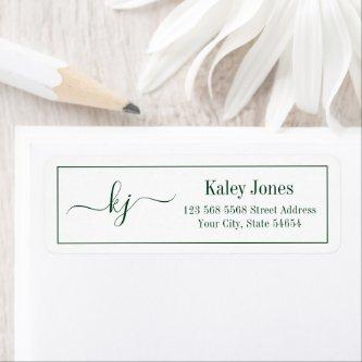 Classic Simple Monogram Forest Green Address Label