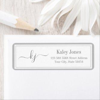 Classic Simple Monogram Initial Light Gray Address Label