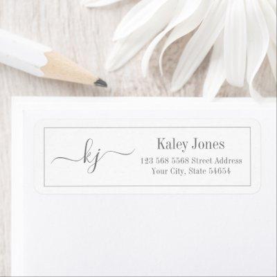 Classic Simple Monogram Light Gray Address Label