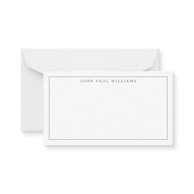 Classic Simple Professional Thin Border Gray Slate Note Card