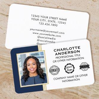 Classic Style Custom ID Photo Blue Gold