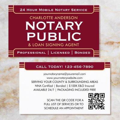 Classic Style Mobile Notary Public ID Burgundy