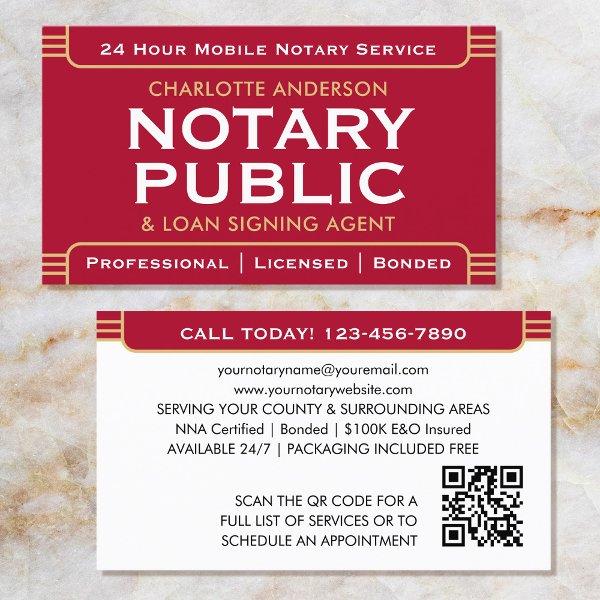 Classic Style Mobile Notary Public ID Red Gold