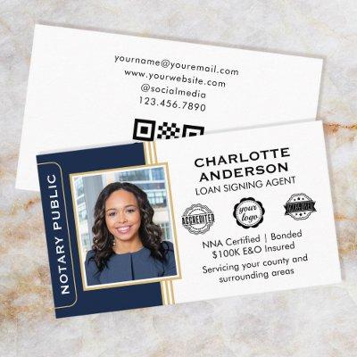 Classic Style Notary Signing Agent ID Blue Gold