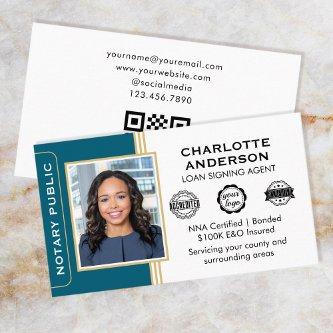 Classic Style Notary Signing Agent ID Teal Gold
