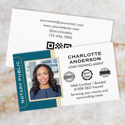 Classic Style Notary Signing Agent ID Teal Gold