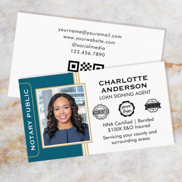Classic Style Notary Signing Agent ID Teal Gold