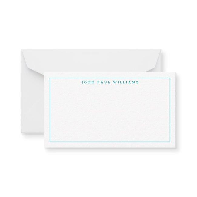 Classic Teal Green Professional Formal Thin Border Note Card