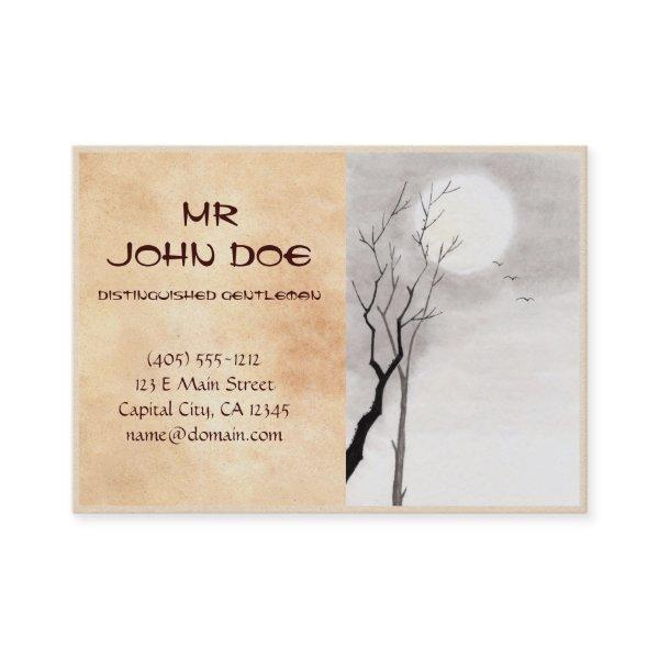 Classic vintage japanese night moon scenery sumi-e