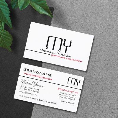 Classic White and Black with Initials Professional
