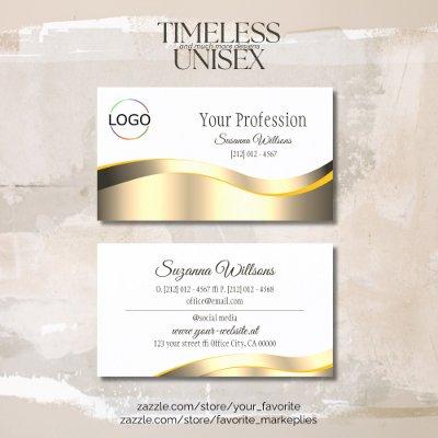 Classic White Wavy Gold Decor with Branding Logo