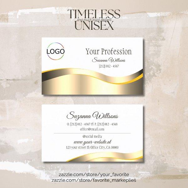 Classic White Wavy Gold Decor with Branding Logo
