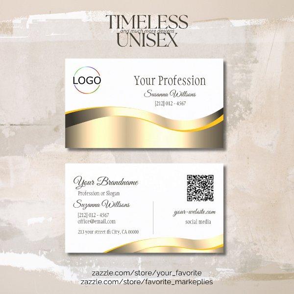 Classic White Wavy Gold Decor with Logo QR Code