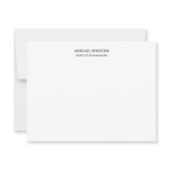 Classical Plain Simple Black White Professional Note Card