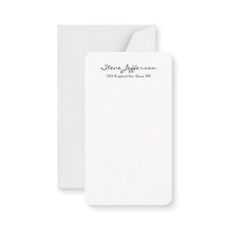 Classical Stylish Elegant Script Plain Black White Note Card