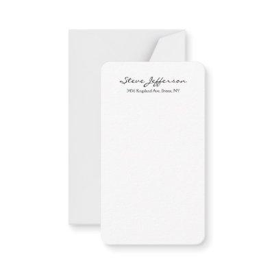 Classical Stylish Elegant Script Plain Black White Note Card