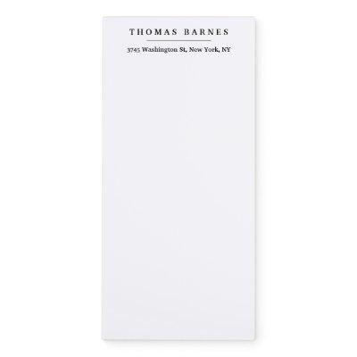 Classical White Minimalist Plain Elegant Magnetic Notepad