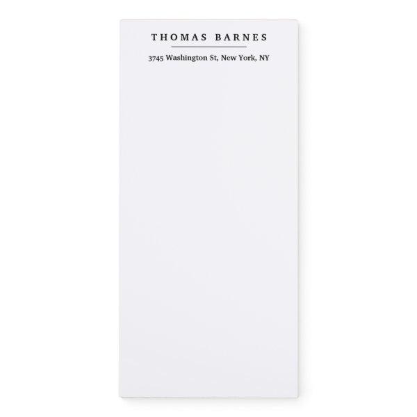 Classical White Minimalist Plain Elegant Magnetic Notepad