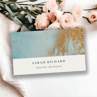 Classy Artistic Aqua Blue Gold Oil Paint Texture