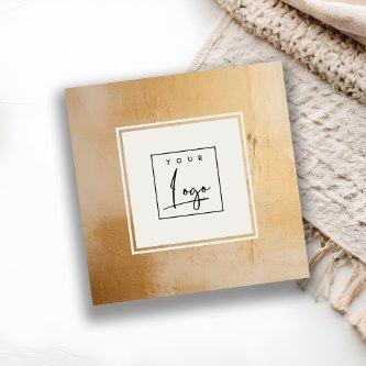 Classy Artistic Beige Gold Oil Paint Texture Logo Square