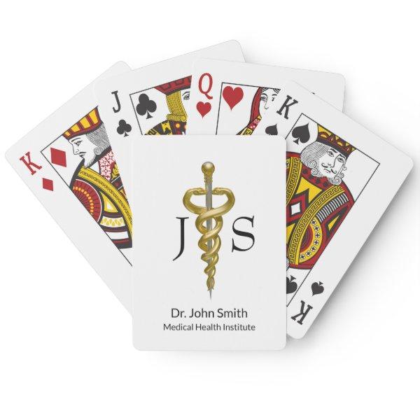 Classy Asclepius Noble Medical Elegant Gold Silver Poker Cards