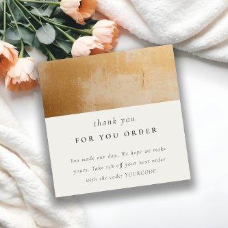 Classy Beige Gold Oil Paint Texture Thank You Square