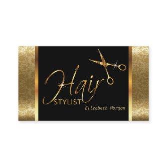 Classy Black and Gold Damask Hair Stylist