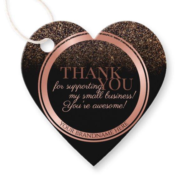 Classy Black and Rose Gold Packaging Thank You Favor Tags