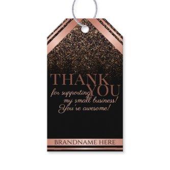 Classy Black and Rose Gold Packaging Thank You Gif Gift Tags